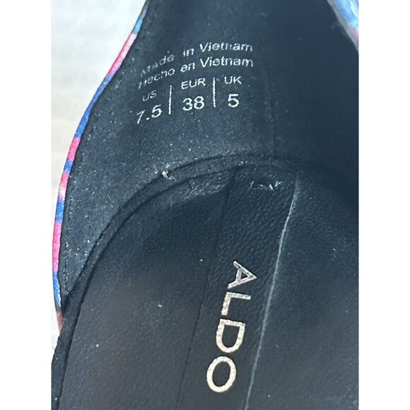 Aldo Black Blue Pink Multi Colored Cardross Ankle Strap Heels Size 7.5 US - Picture 8 of 9